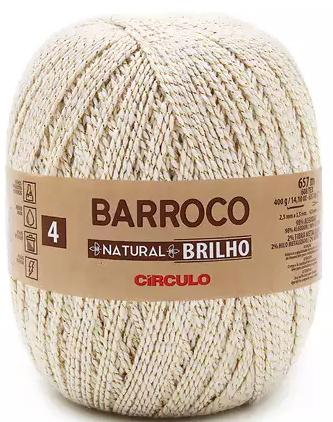 BARROCO N4 NATURAL C/BRILHO 700G CIRCULO - KIT COM 2 NOVELOS BARROCO N4 NATURAL C/BRILHO 700G CIRCULO - KIT COM 2 NOVELOS