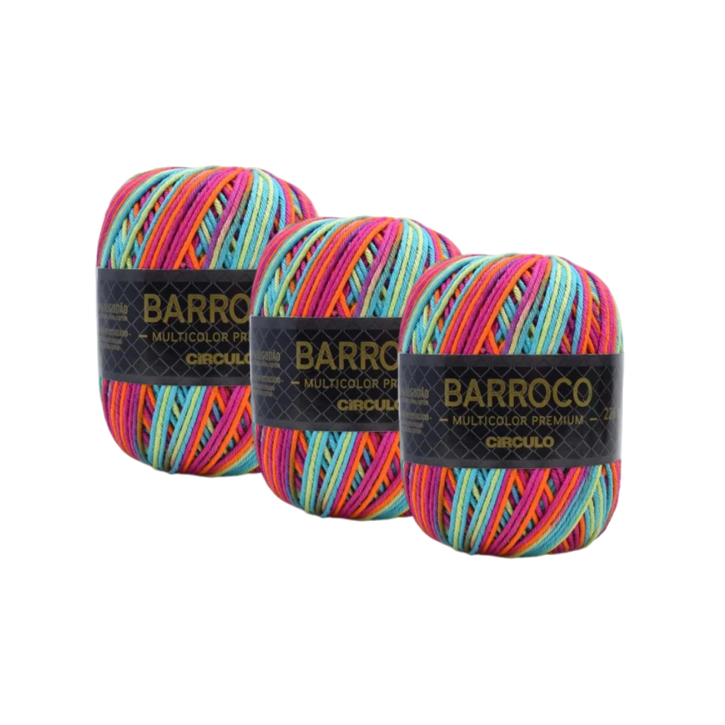 BARBANTE BARROCO N6 MULTICOLOR PREMIUM 400G – KIT COM 3 BARBANTE BARROCO N6 MULTICOLOR PREMIUM 400G - KIT COM 3