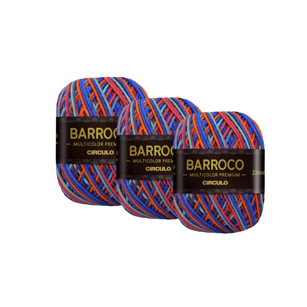 BARBANTE BARROCO N6 MULTICOLOR PREMIUM 400G – KIT COM 3 BARBANTE BARROCO N6 MULTICOLOR PREMIUM 400G - KIT COM 3